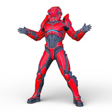 erkek bir cyborg 3D render