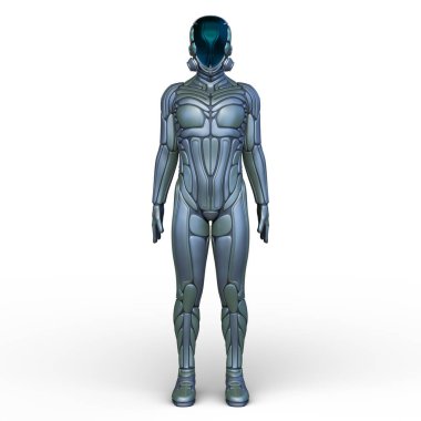 erkek bir cyborg 3D render