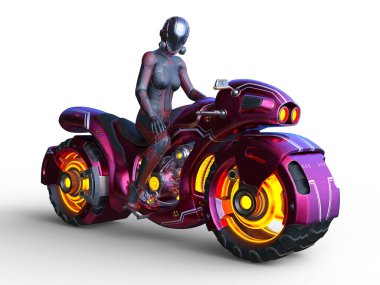 Süper kadın sürücünün 3B görüntüsü