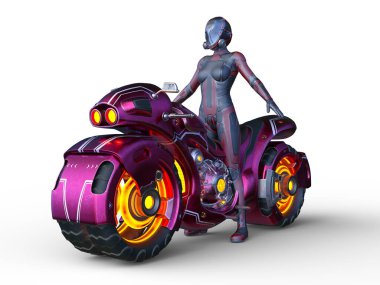 Süper kadın sürücünün 3B görüntüsü