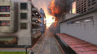 Yangın sahnesinin 3 boyutlu canlandırması