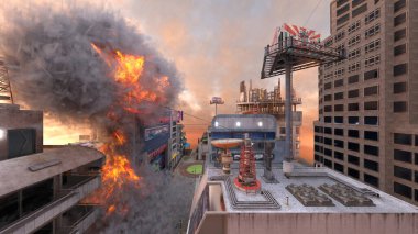 Yangın sahnesinin 3 boyutlu canlandırması