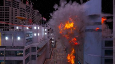 Yangın sahnesinin 3 boyutlu canlandırması