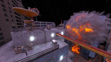 Yangın sahnesinin 3 boyutlu canlandırması