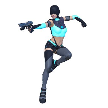 bir kadın savaşçı 3D render