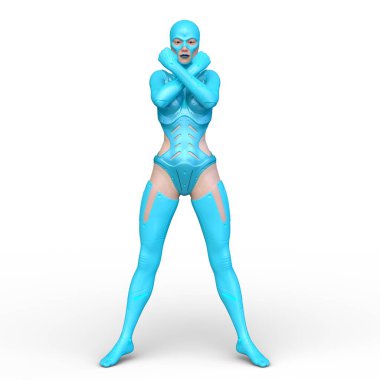 Dişi bir sayborgun 3D canlandırması