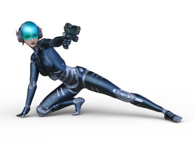 Dişi bir sayborgun 3D canlandırması