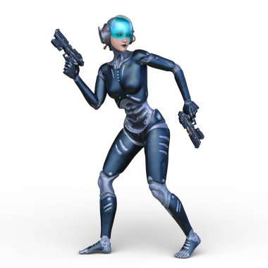 Dişi bir sayborgun 3D canlandırması