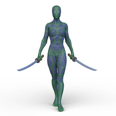 Dişi bir sayborgun 3D canlandırması