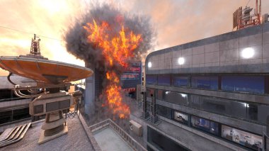 Yangın sahnesinin 3 boyutlu canlandırması