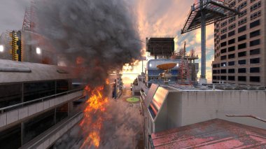 3D rendering of the fire scene