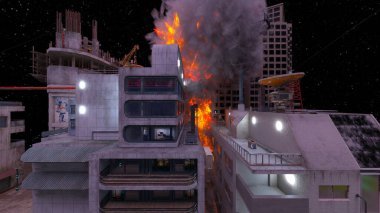 Yangın sahnesinin 3 boyutlu canlandırması