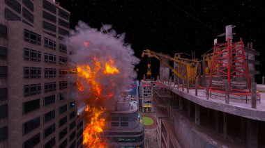 Yangın sahnesinin 3 boyutlu canlandırması