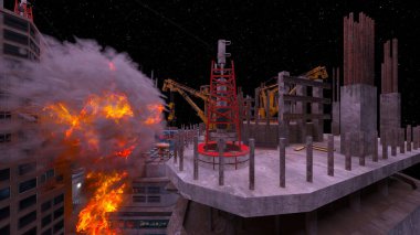 Yangın sahnesinin 3 boyutlu canlandırması