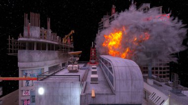 Yangın sahnesinin 3 boyutlu canlandırması