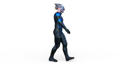 Yürüyen bir siber adamın 3 boyutlu canlandırması