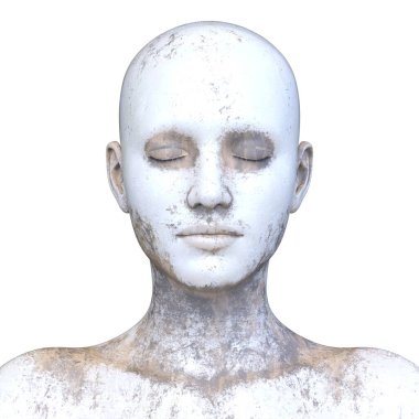 Bir kadının yüzünün 3 boyutlu görüntüsü.