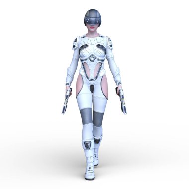 Dişi bir sayborgun 3D canlandırması