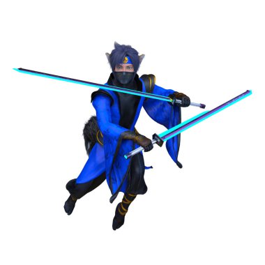 Genç bir tilki eskrimcisinin 3 boyutlu tasviri