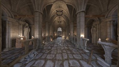 Taş sokak manzarasının 3 boyutlu canlandırması