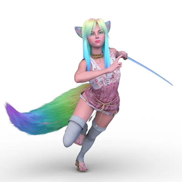 stock image 3D rendering of a vixen fencer