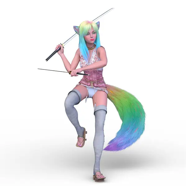 stock image 3D rendering of a vixen fencer