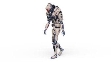 3D rendering of a robot walking face down