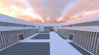 Müze avlusunun 3 boyutlu canlandırması