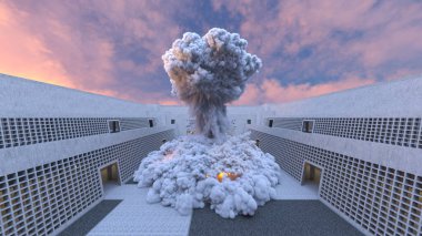 3D rendering of the fire scene clipart