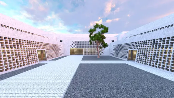 stock image 3D rendering of the museum courtyard