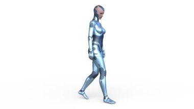 Dişi bir sayborgun 3 boyutlu görüntüsü.