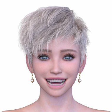 Bir kadının yüzünün 3 boyutlu görüntüsü.