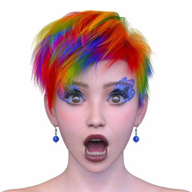 Bir kadının yüzünün 3 boyutlu görüntüsü.