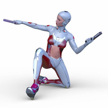 Dişi bir sayborgun 3D canlandırması