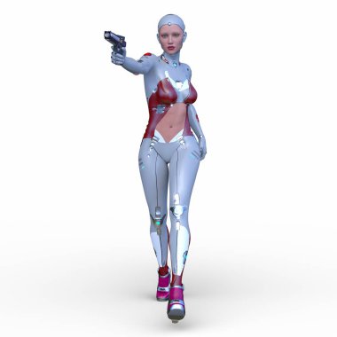 Dişi bir sayborgun 3D canlandırması