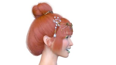 Bir kadının yüzünün 3 boyutlu görüntüsü.