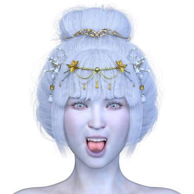 Bir kadının yüzünün 3 boyutlu görüntüsü.