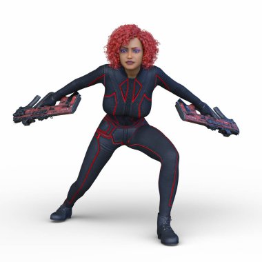 bir kadın savaşçı 3D render