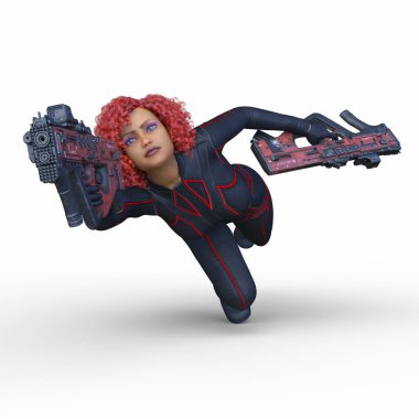 bir kadın savaşçı 3D render