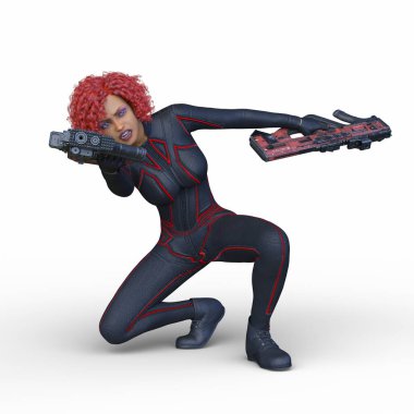 bir kadın savaşçı 3D render