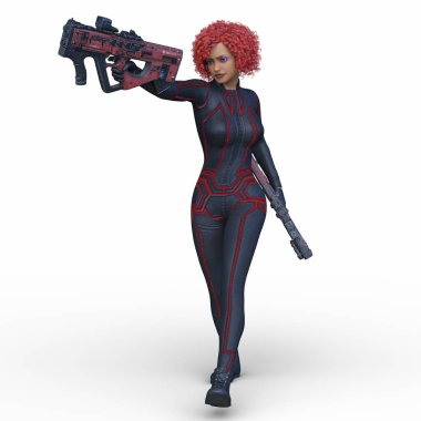 bir kadın savaşçı 3D render