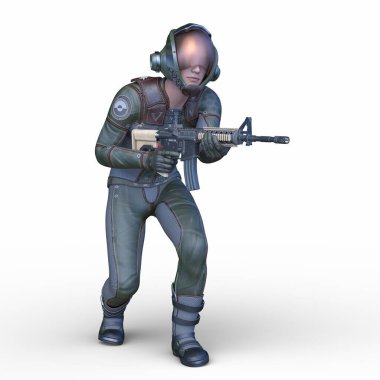 3D rendering of a cyber warrior