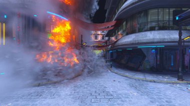 Yangın sahnesinin 3 boyutlu canlandırması