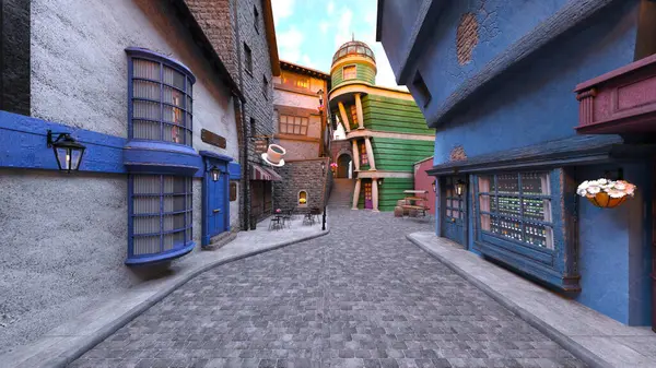 Parke taşlı sokakların 3 boyutlu canlandırması