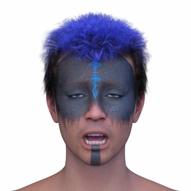 Bir adamın 3 boyutlu korku portresi.