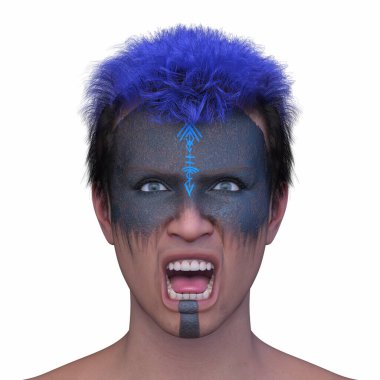 Bir adamın 3 boyutlu korku portresi.