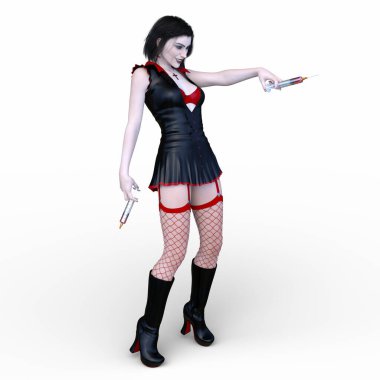 Bir kadının 3 boyutlu korku görüntüsü.