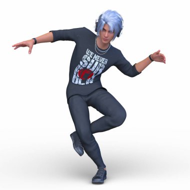 Kulaklıklı bir adamın 3D görüntüsü