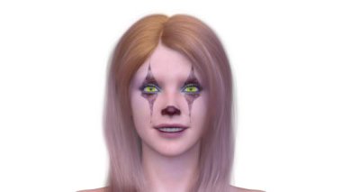 Bir kadının yüzünün 3 boyutlu görüntüsü.