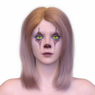 Bir kadının yüzünün 3 boyutlu görüntüsü.